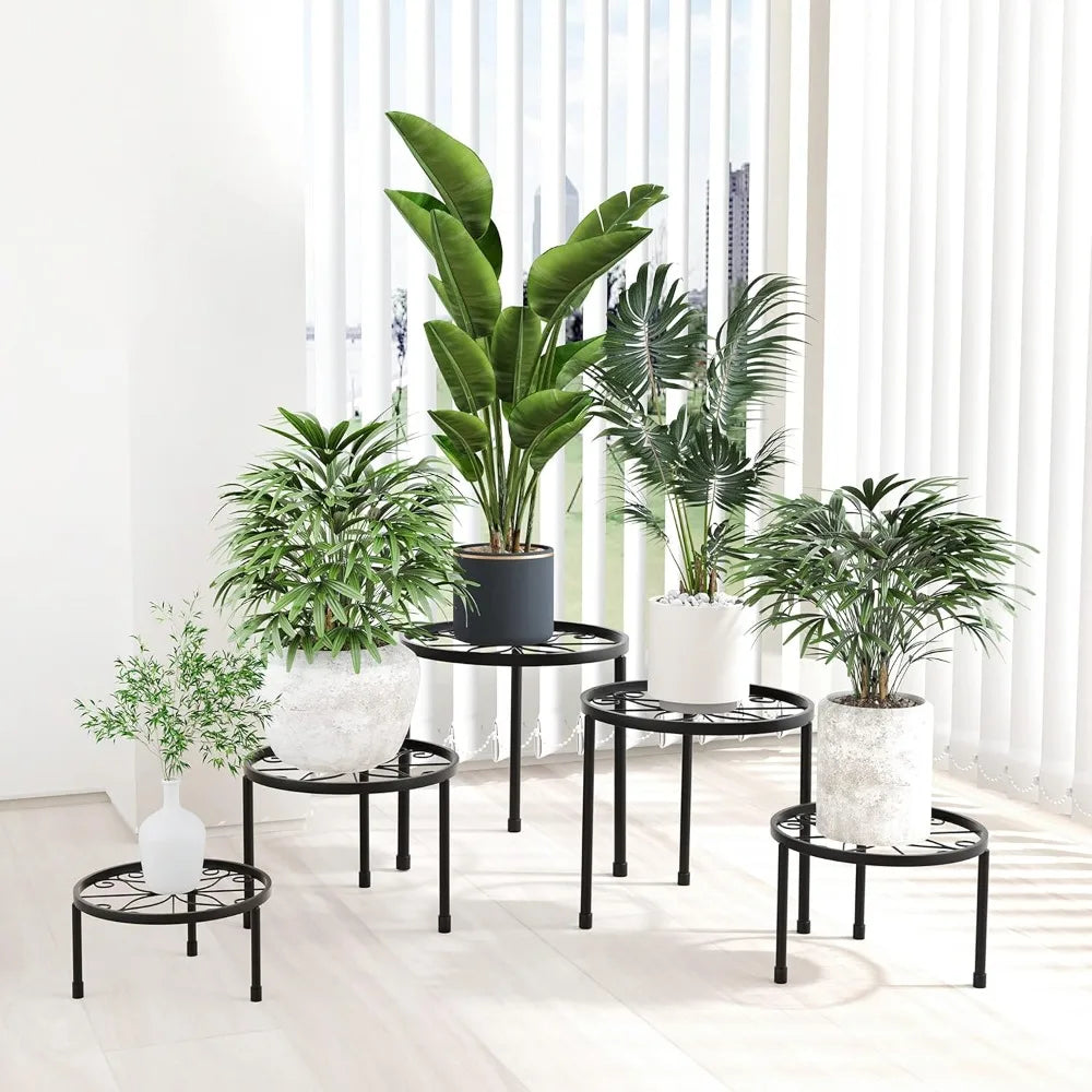 NBVCX Five Tier Metal Plant Stand Heavy Duty Anti Rust Indoor Outdoor Rack
