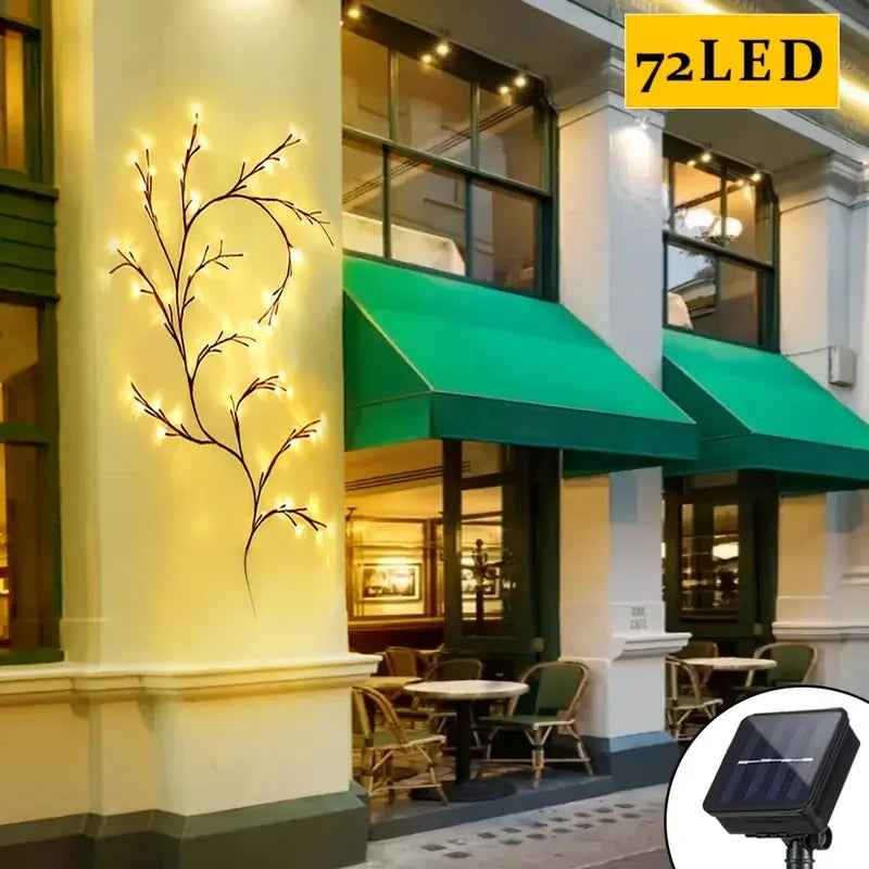 A-Convey Solar Willow Vine Light 72LED 8 Modes Outdoor Gardens