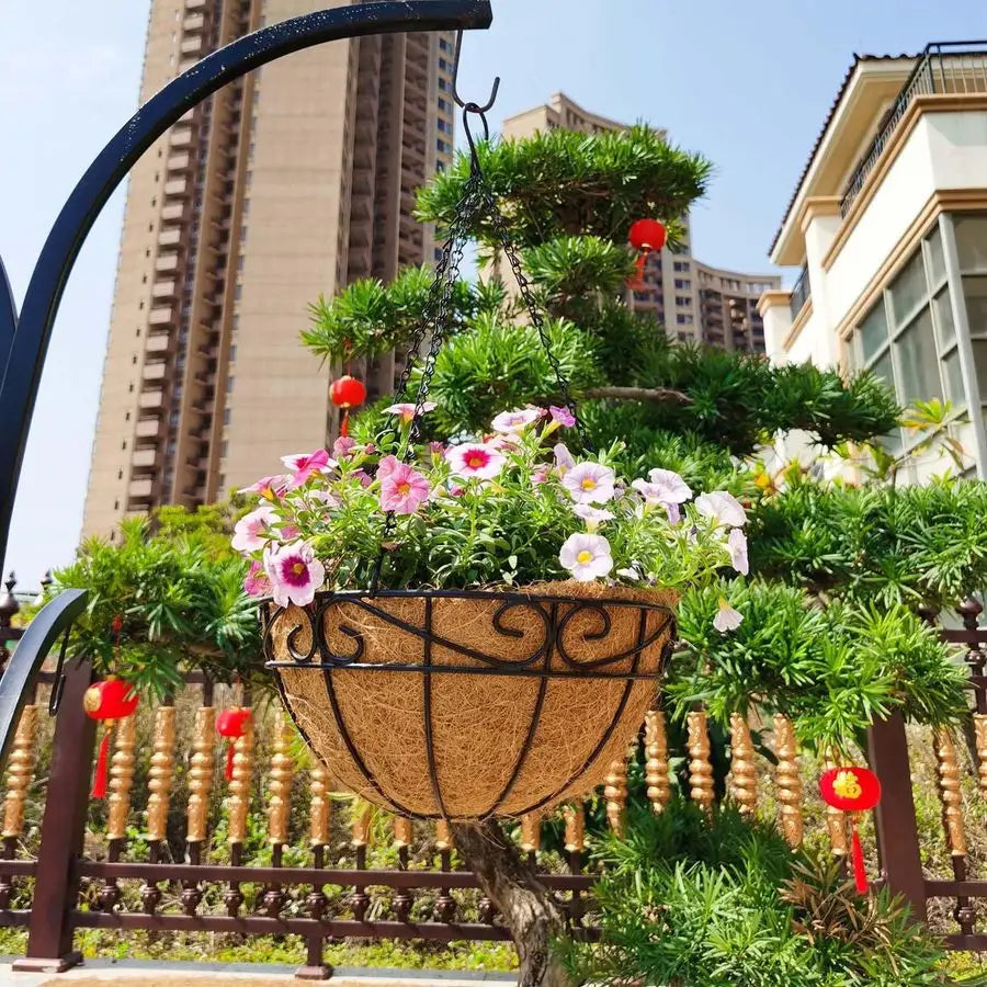 XMSJ 4 Pack Outdoor Hanging Plant Baskets With Coco Liners