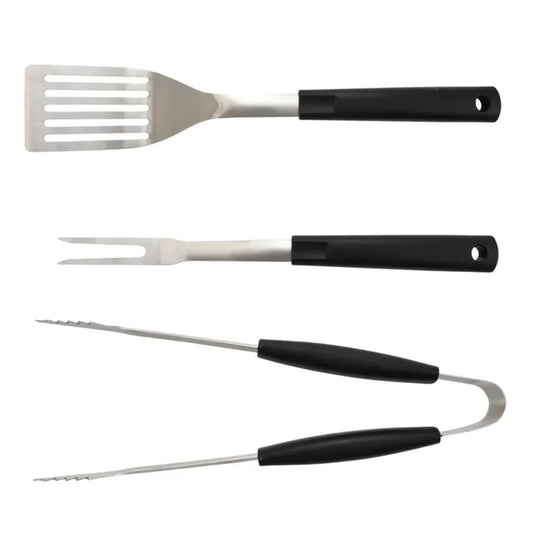 Stainless Steel BBQ Tool Set 3 Piece Fork Tongs Spatula