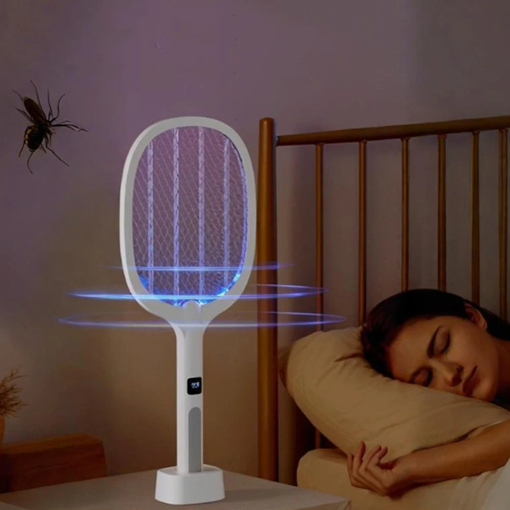 Rechargeable Electric Fly Swatter Mosquito Zapper Racket Lamp