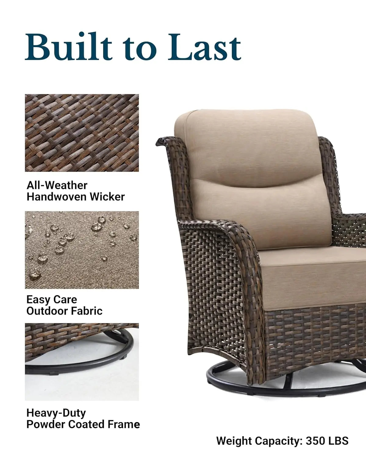 Five Piece Luxury Patio Furniture Set With Cushioned Wicker Chairs