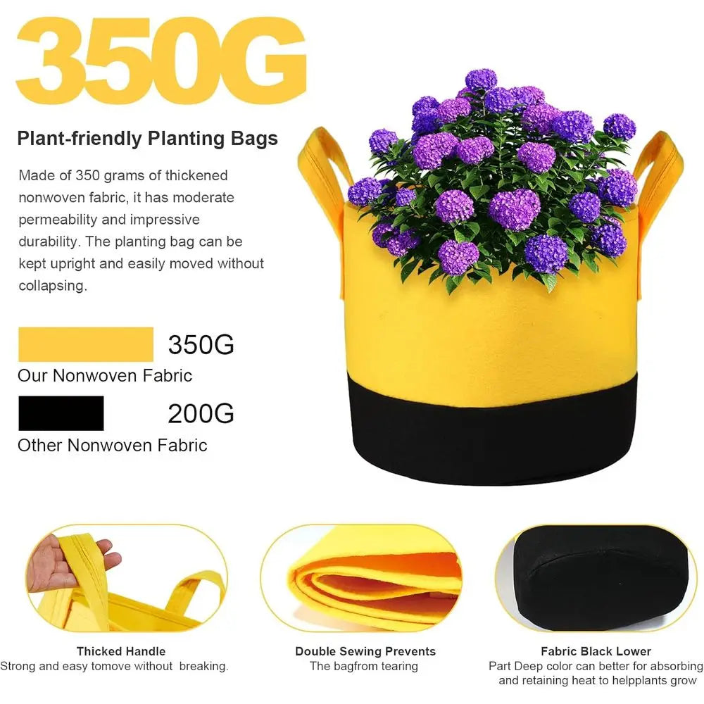 Breathable Fabric Plant Pots With Handles For Outdoor Garden Use