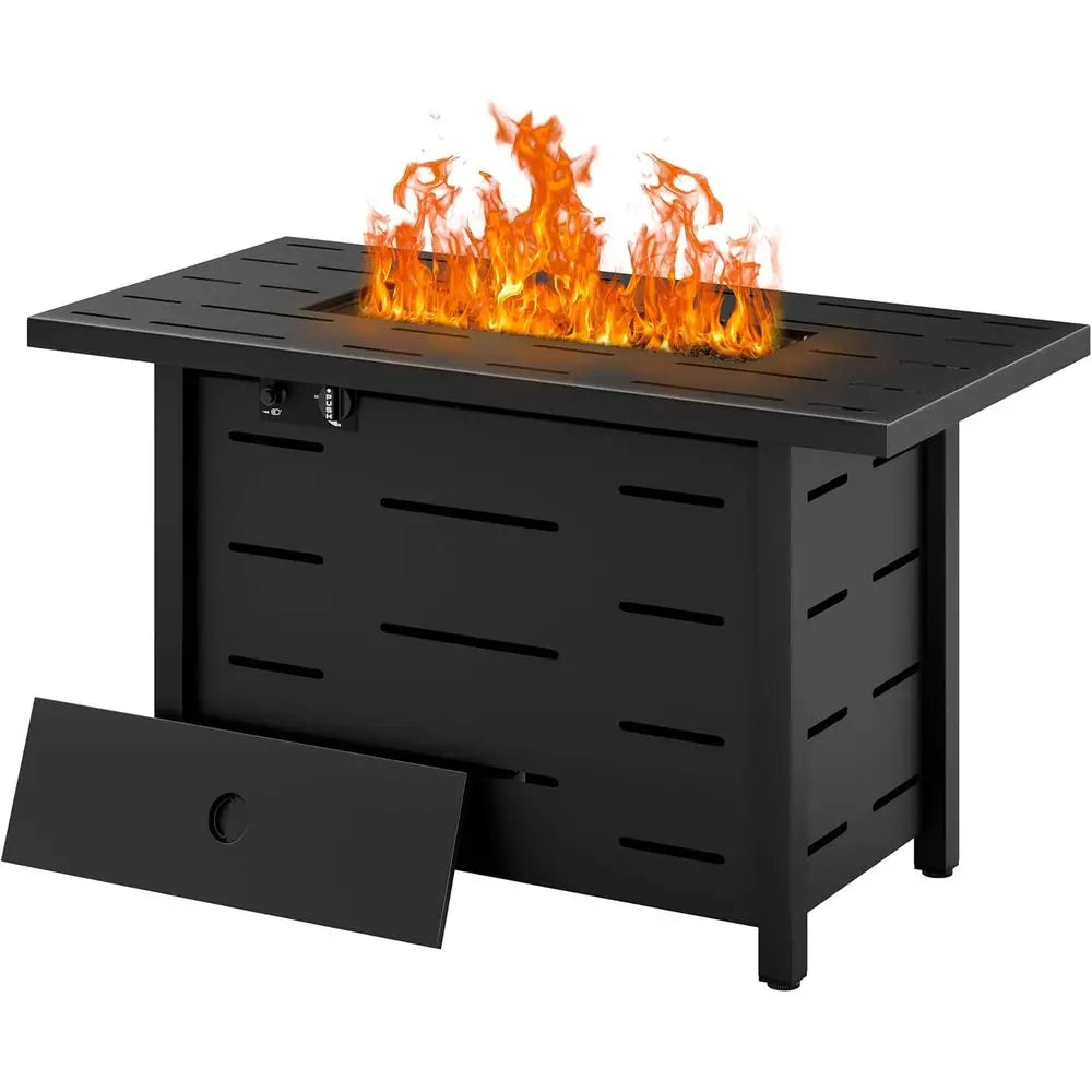 Outdoor Rectangle Propane Fire Pit Table With Cover 50K BTU