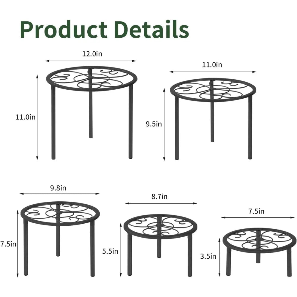NBVCX Five Metal Plant Stand Set Heavy Duty Indoor Outdoor