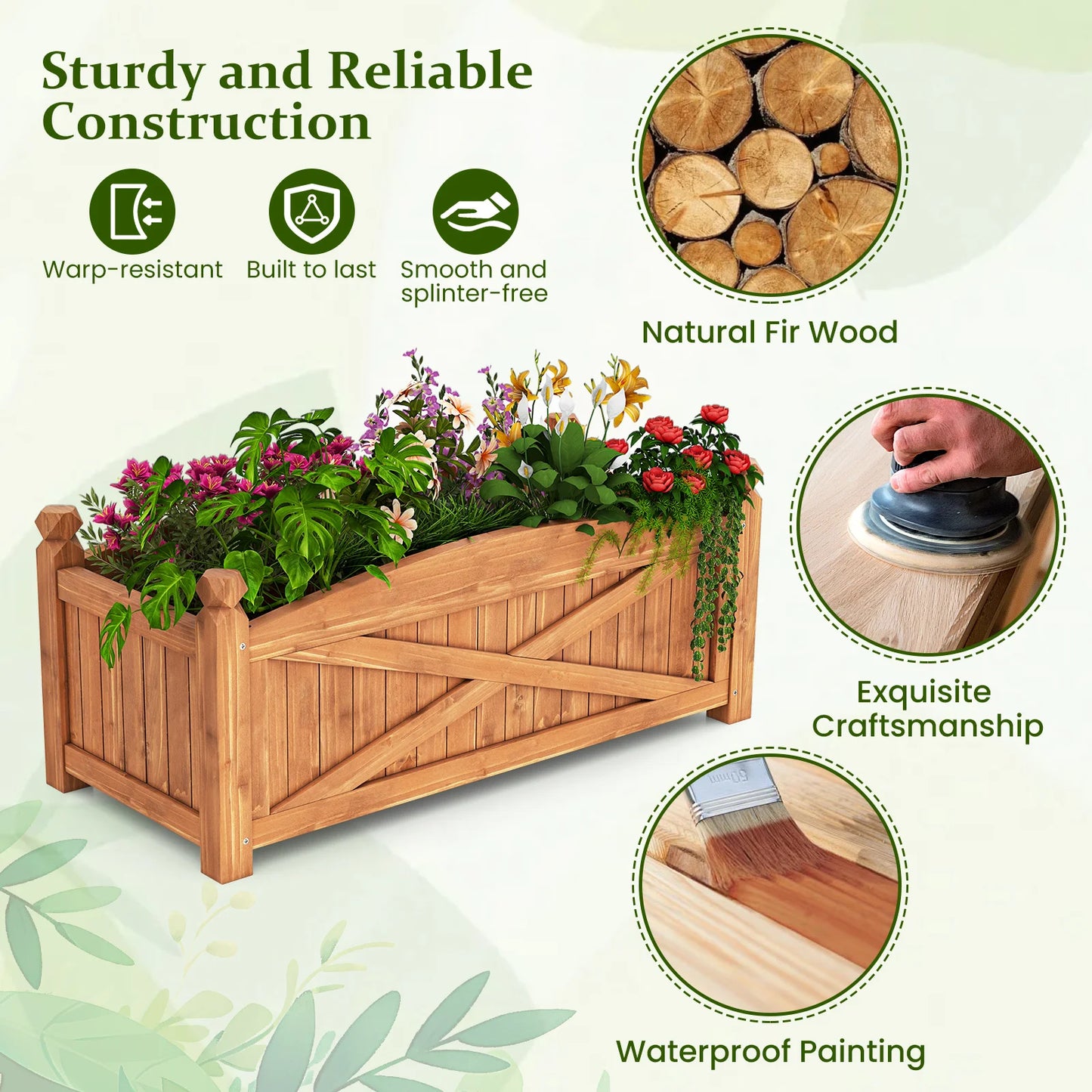 LIFEZEAL Wooden Raised Garden Bed With Drainage Holes