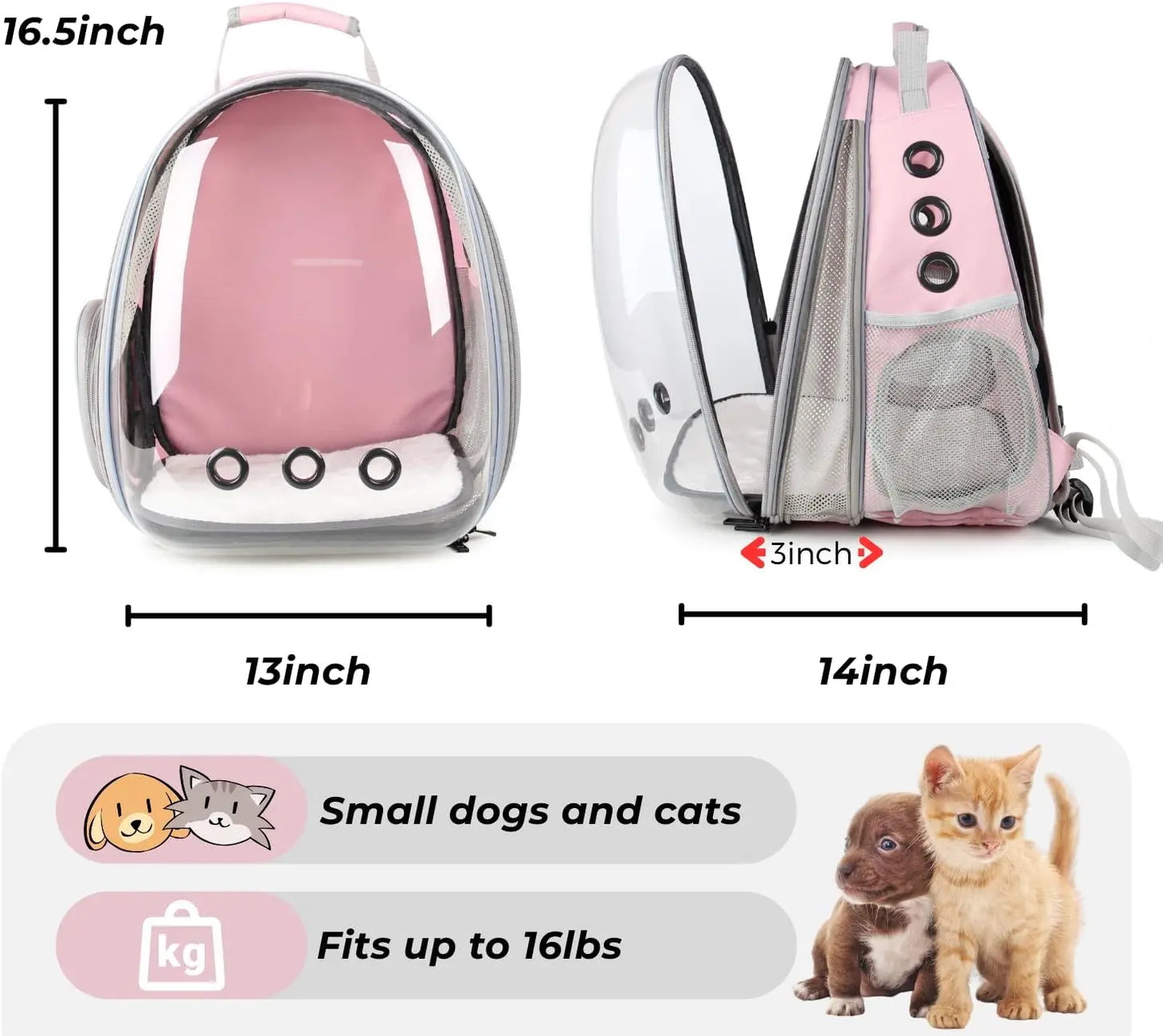Cat Carrier Backpack With Expandable Bubble Window For Hiking