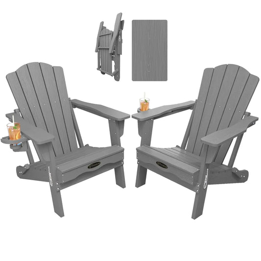 MOYU Folding Adirondack Chairs Outdoor All-Weather HDPE With Cup Holder