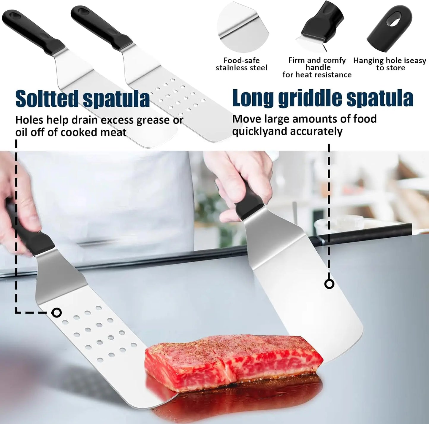Griddle Accessories Kit 18-Piece Spatula Set for Flat Top Grills