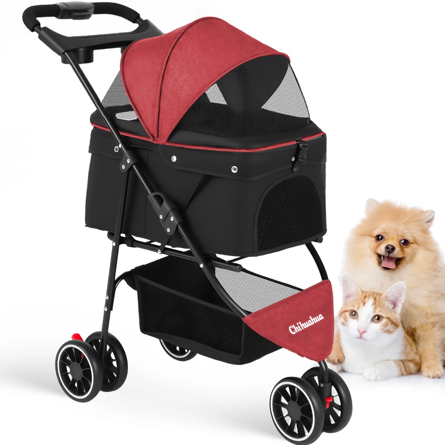 Chihuahua Pet Stroller for Small and Medium Dogs Cats Foldable