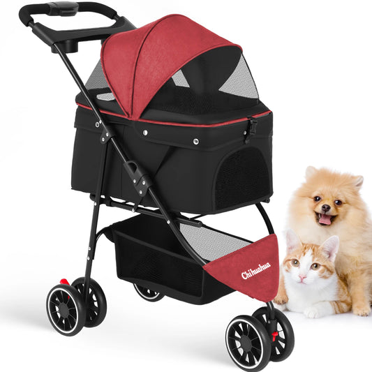Chihuahua Pet Stroller for Small and Medium Dogs Cats Foldable
