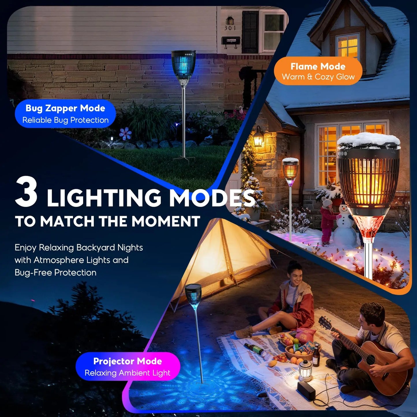 Solar Bug Zapper Outdoor 3 In 1 Mosquito Zapper Yard