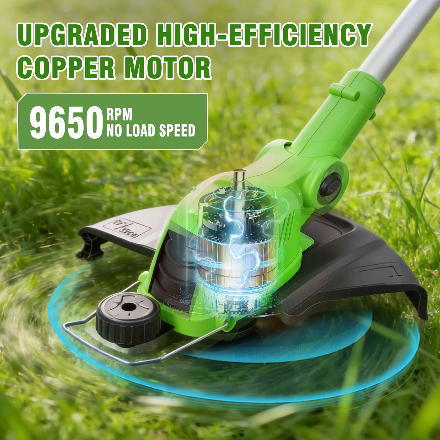 Cordless String Trimmer With Rotatable Head And Included Batteries