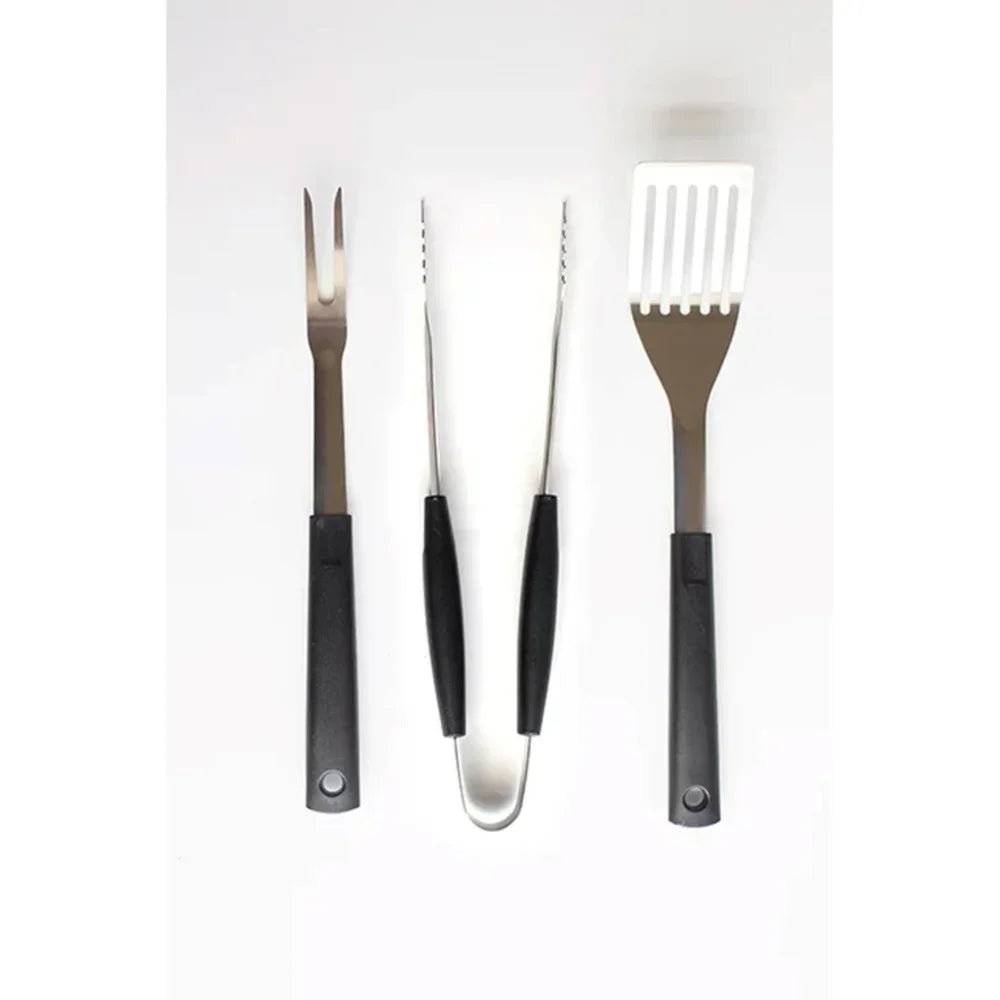 Stainless Steel BBQ Tool Set 3 Piece Fork Tongs Spatula