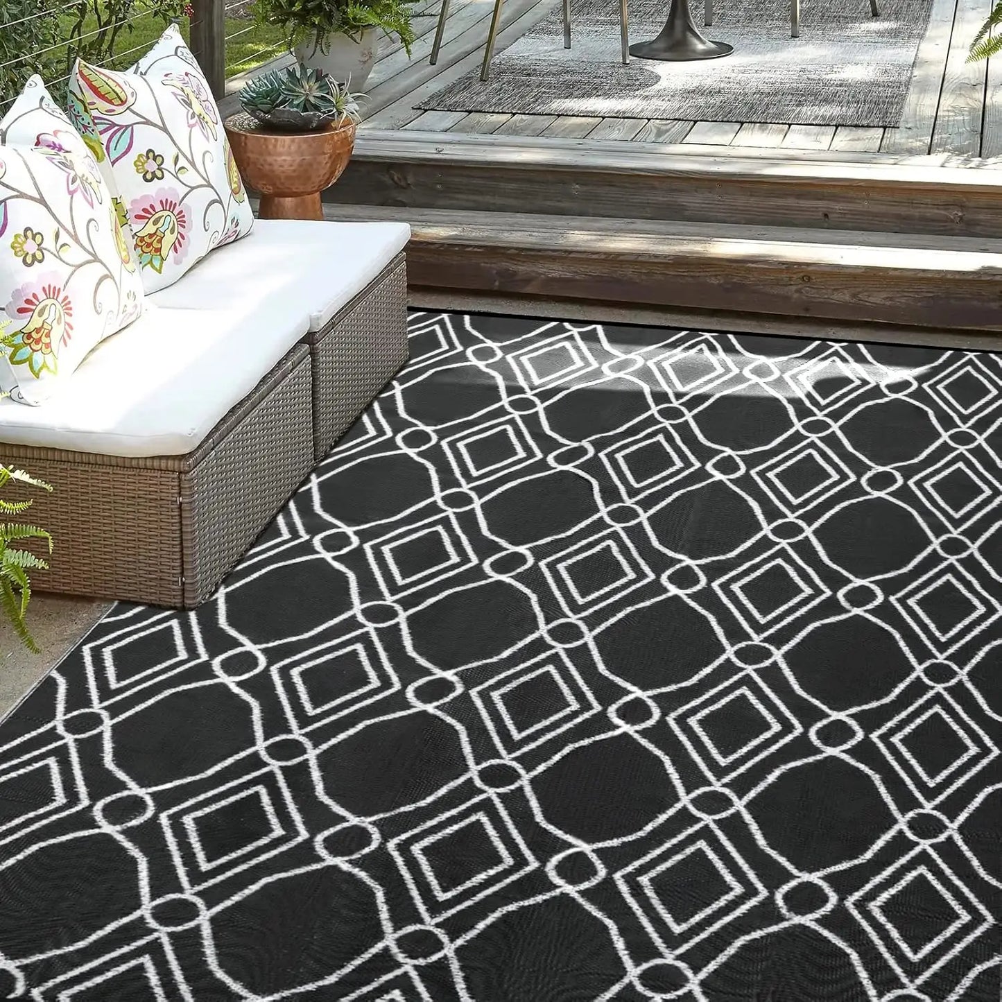 Outdoor Rug Waterproof RV Camping Patio Reversible With Corner Loops