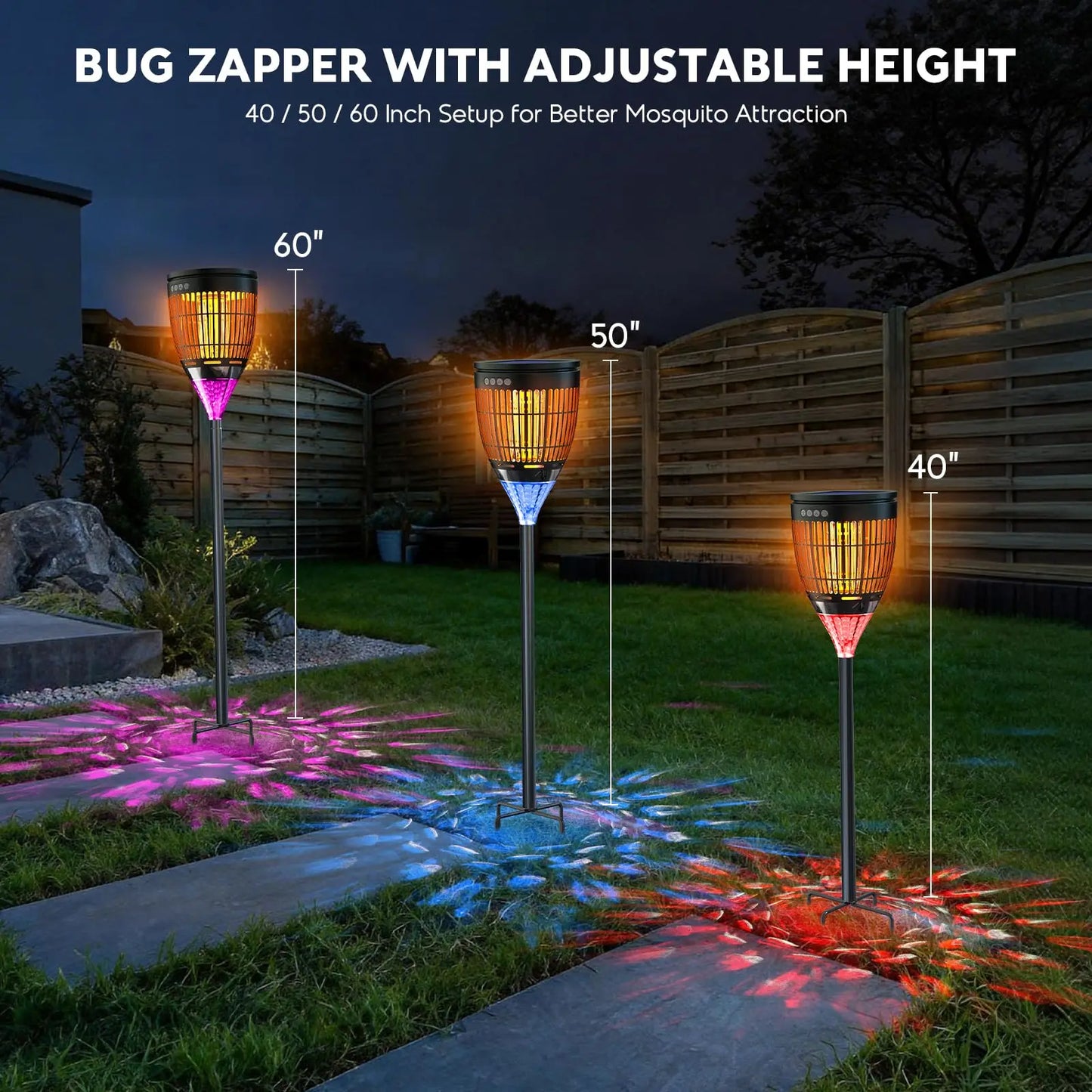 Solar Bug Zapper Outdoor 4200V 3-In-1 Mosquito Zapper For Yard