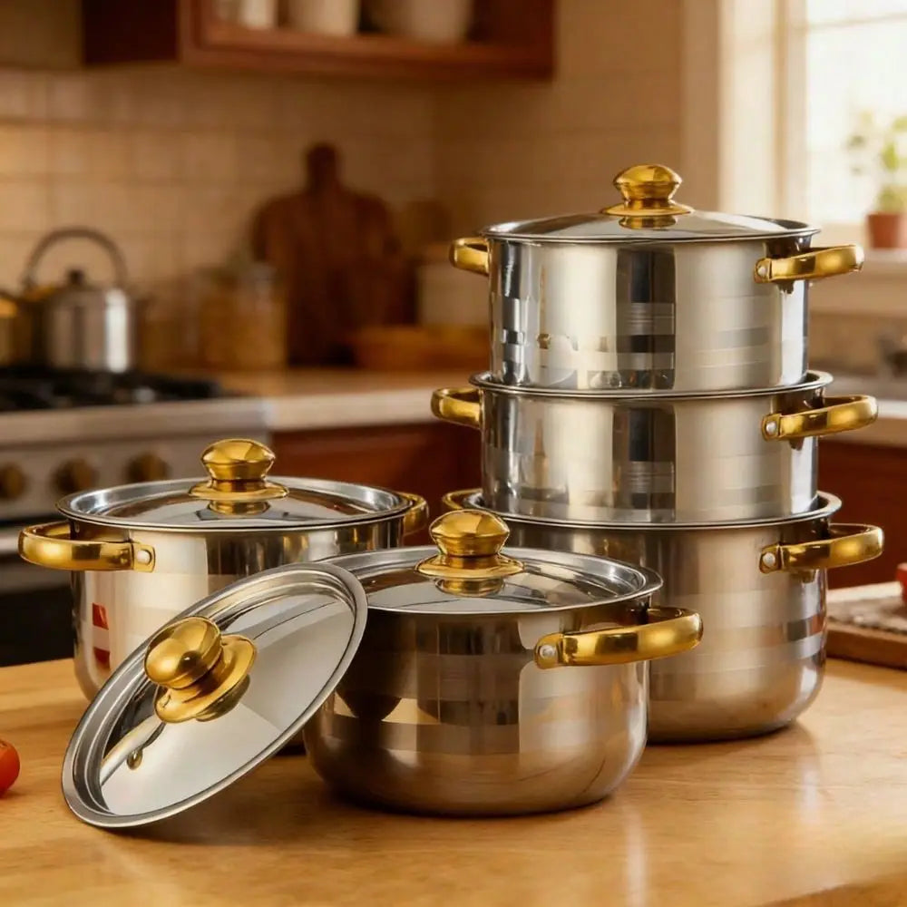 Stainless Steel Cookware Set 10 Pieces With Lids Durable Pots