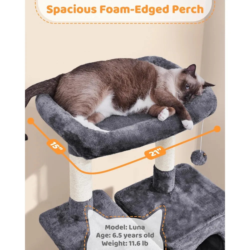Multi Level Cat Tree With Sisal Posts And Hammocks