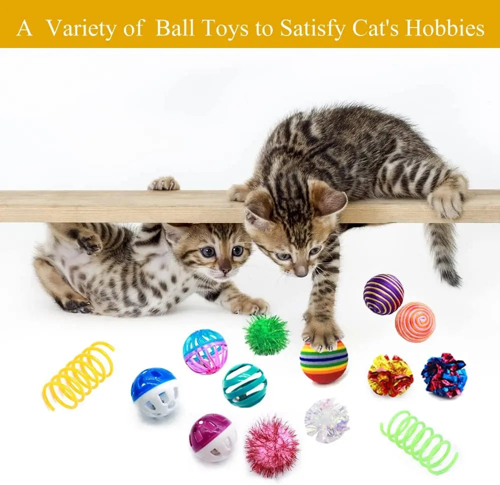 Crinkle Sparkle Bell Sisal Balls Cat Toys Kitten Assortment