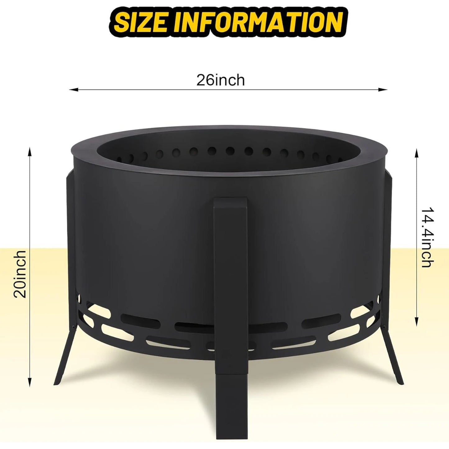 HiMISS Smokeless Firepit With Folding Feet Multi Fuel Charcoal