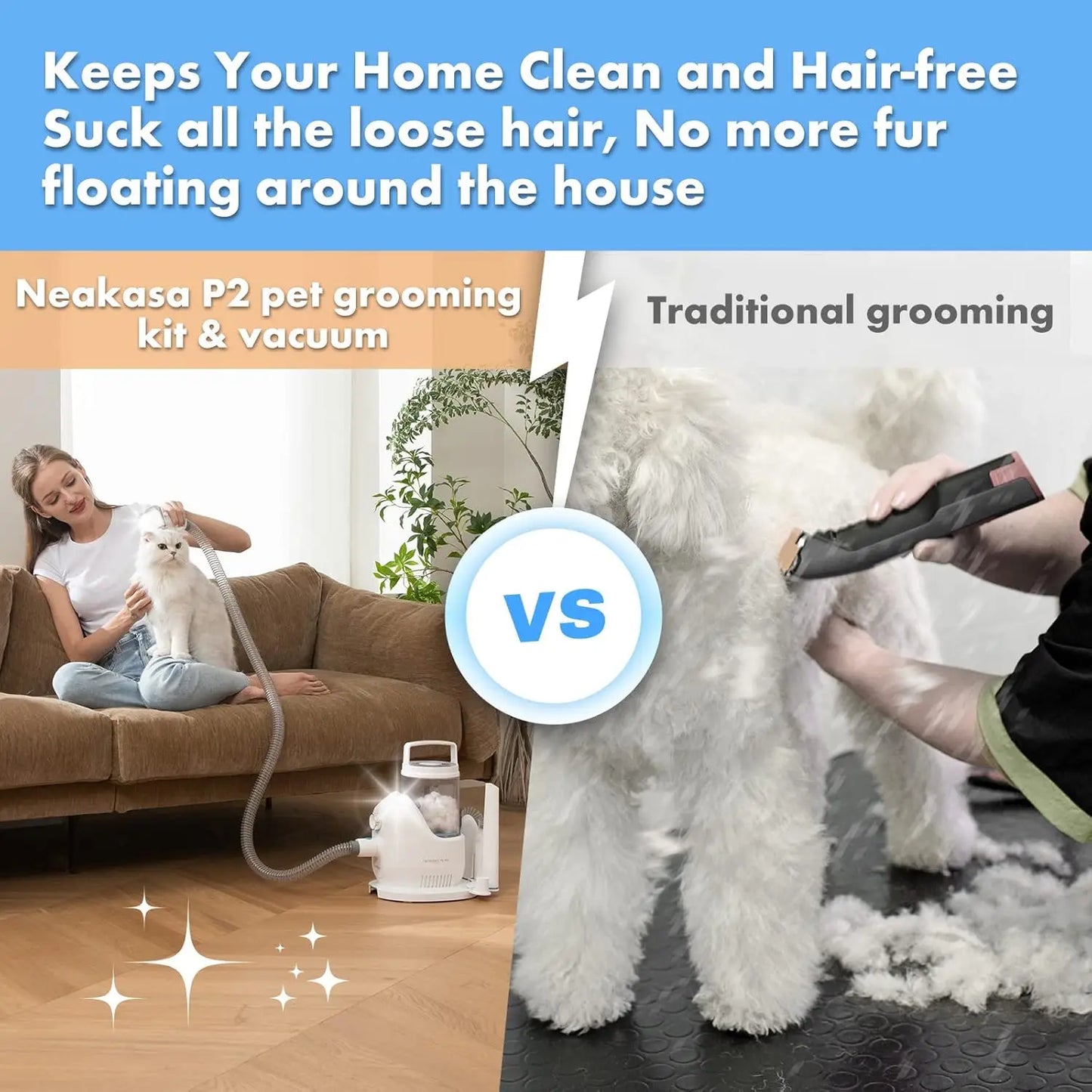 P2 Pro Dog Grooming Kit With Vacuum Suction 5 Tools