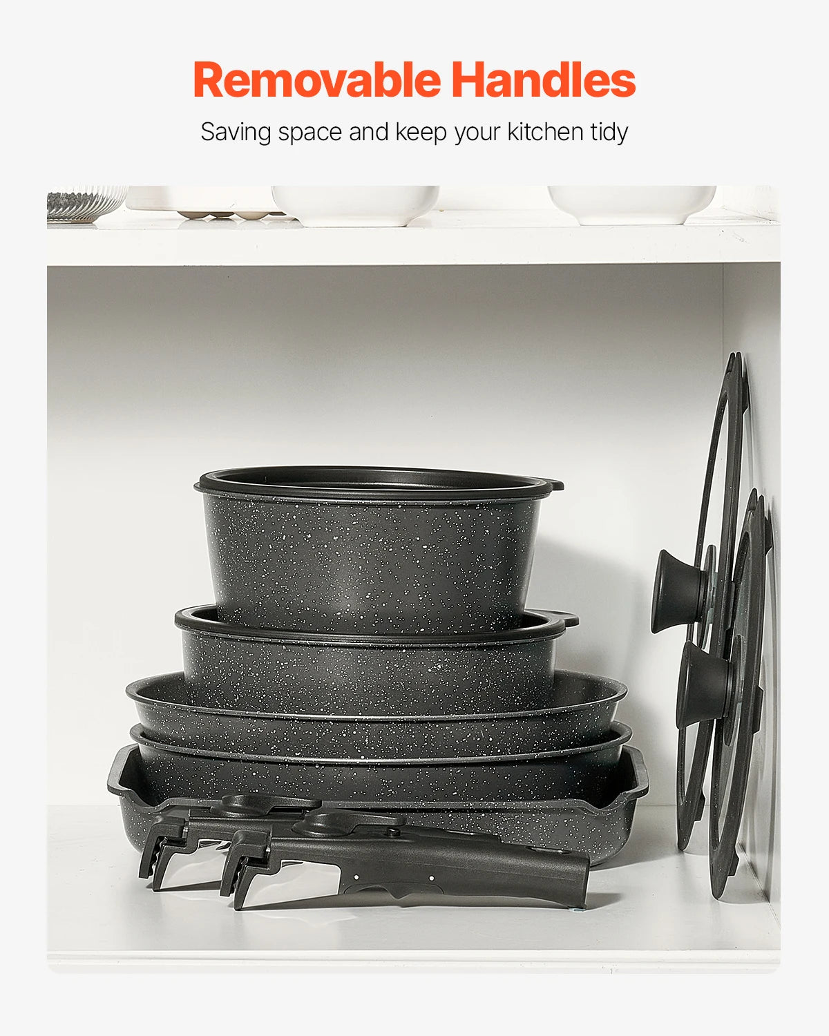 SucceBuy 17 Piece Nonstick Cookware Set Granite Pots And Pans