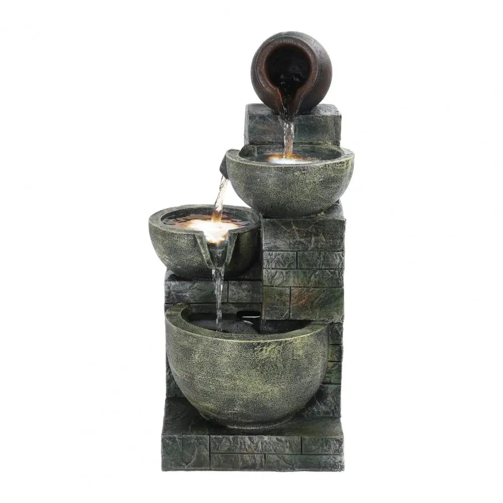 Rockery Waterfall Fountain With LED Light For Garden Patio