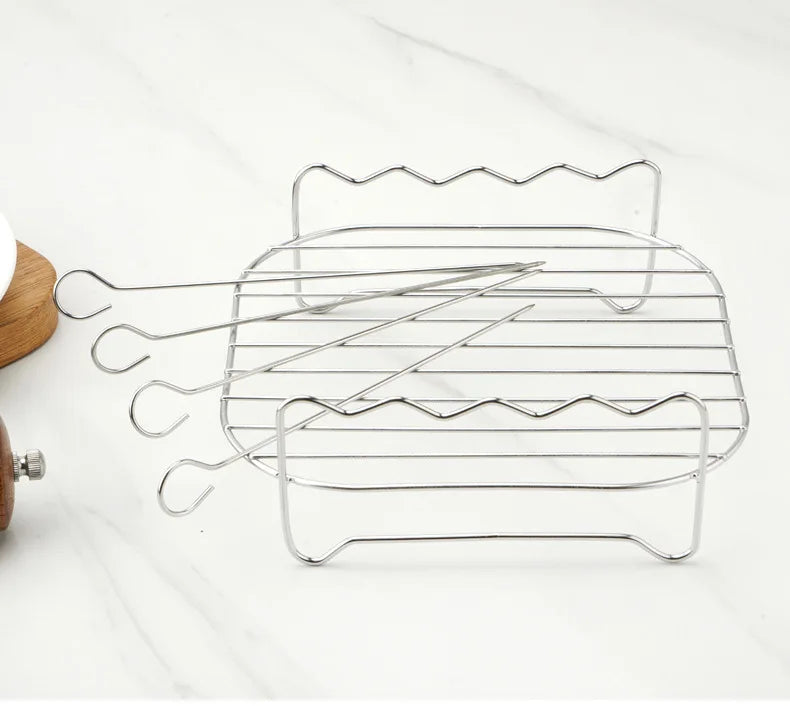Outdoor Grill Set With Skewers Stainless Steel Barbecue Tools
