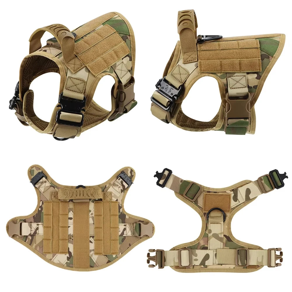 Military Large Dog Harness Vest Set With Patches For Malinois