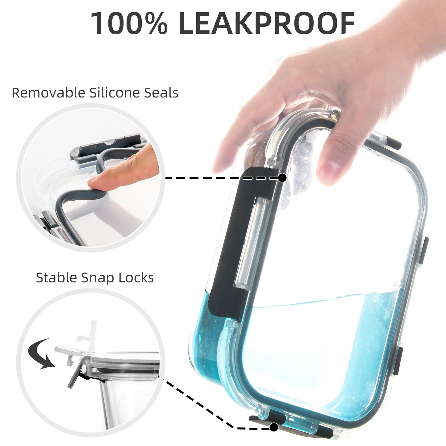 Glass Food Storage Set With Leakproof Lock Lids BPA Free