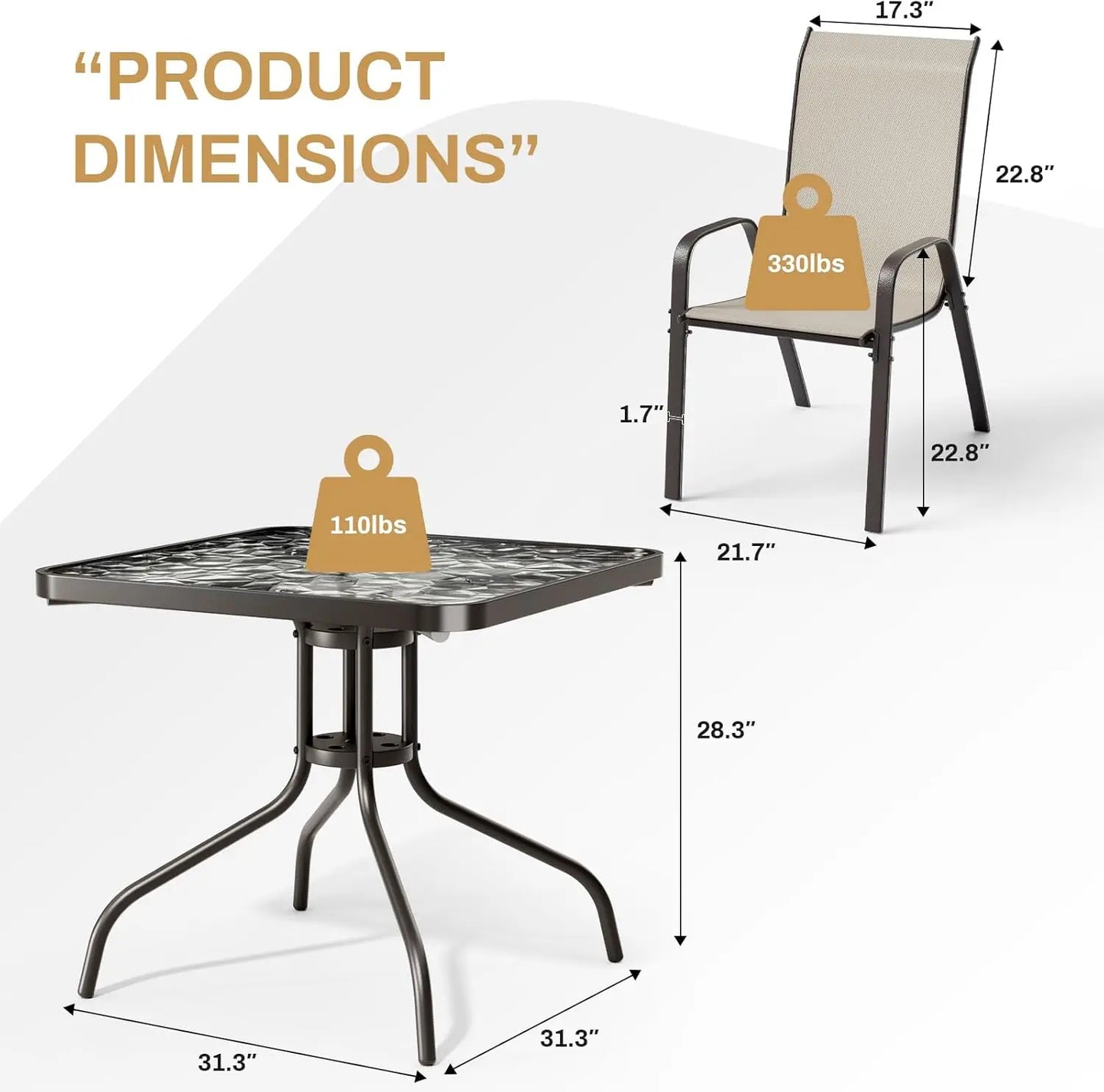 Outdoor Patio Dining Set With Glass Table And Chairs