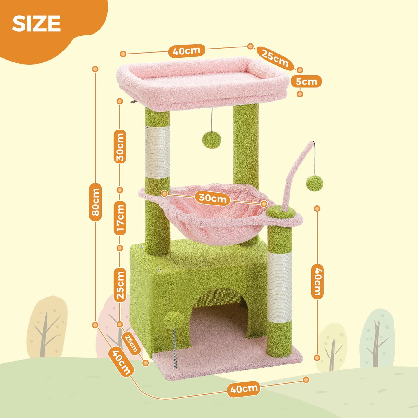 PEQULTI 4-In-1 Cactus Cat Tree For Indoor Cats With Condo