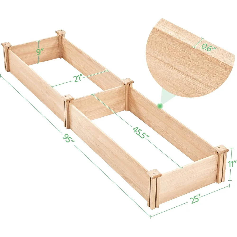 Wooden Raised Garden Bed Divisible Planter For Flowers Veggies