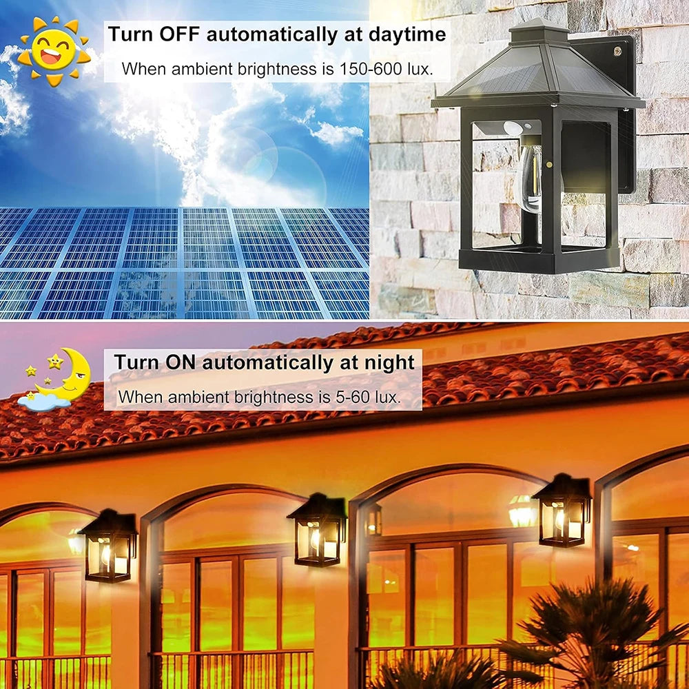 Solar Powered Wall Lanterns With Dusk To Dawn Motion Sensor