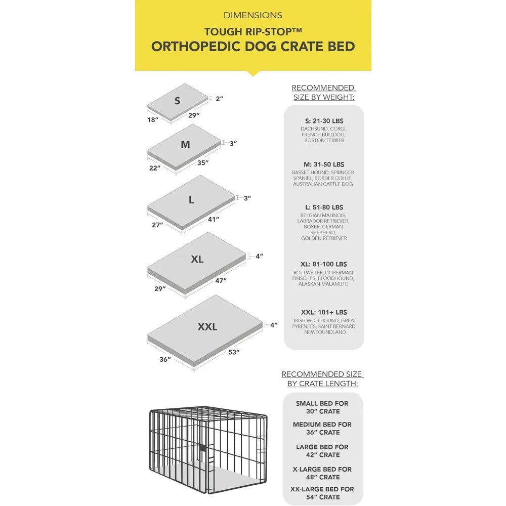 RBXC Tough Ripstop Orthopedic Dog Crate Bed