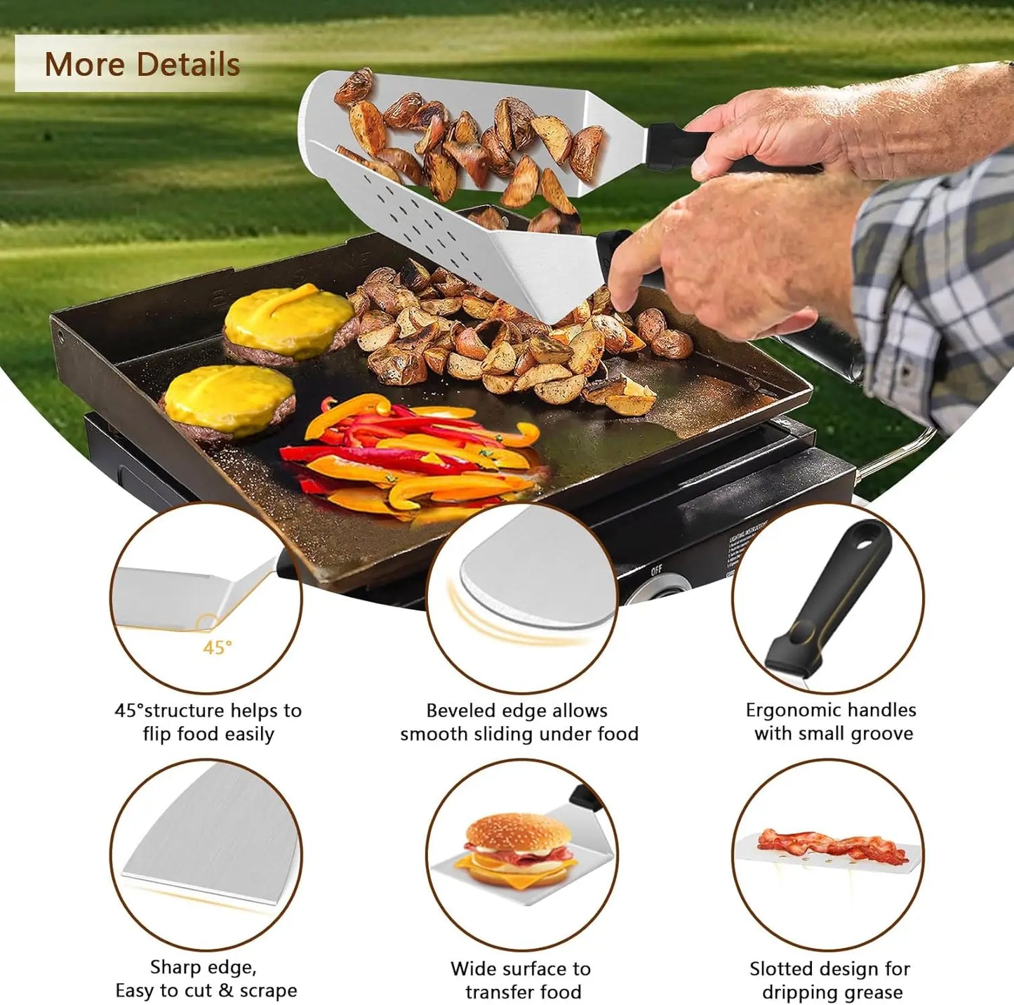 Griddle Accessories Kit 25Pcs Flat Top Spatula Set Burger Press
