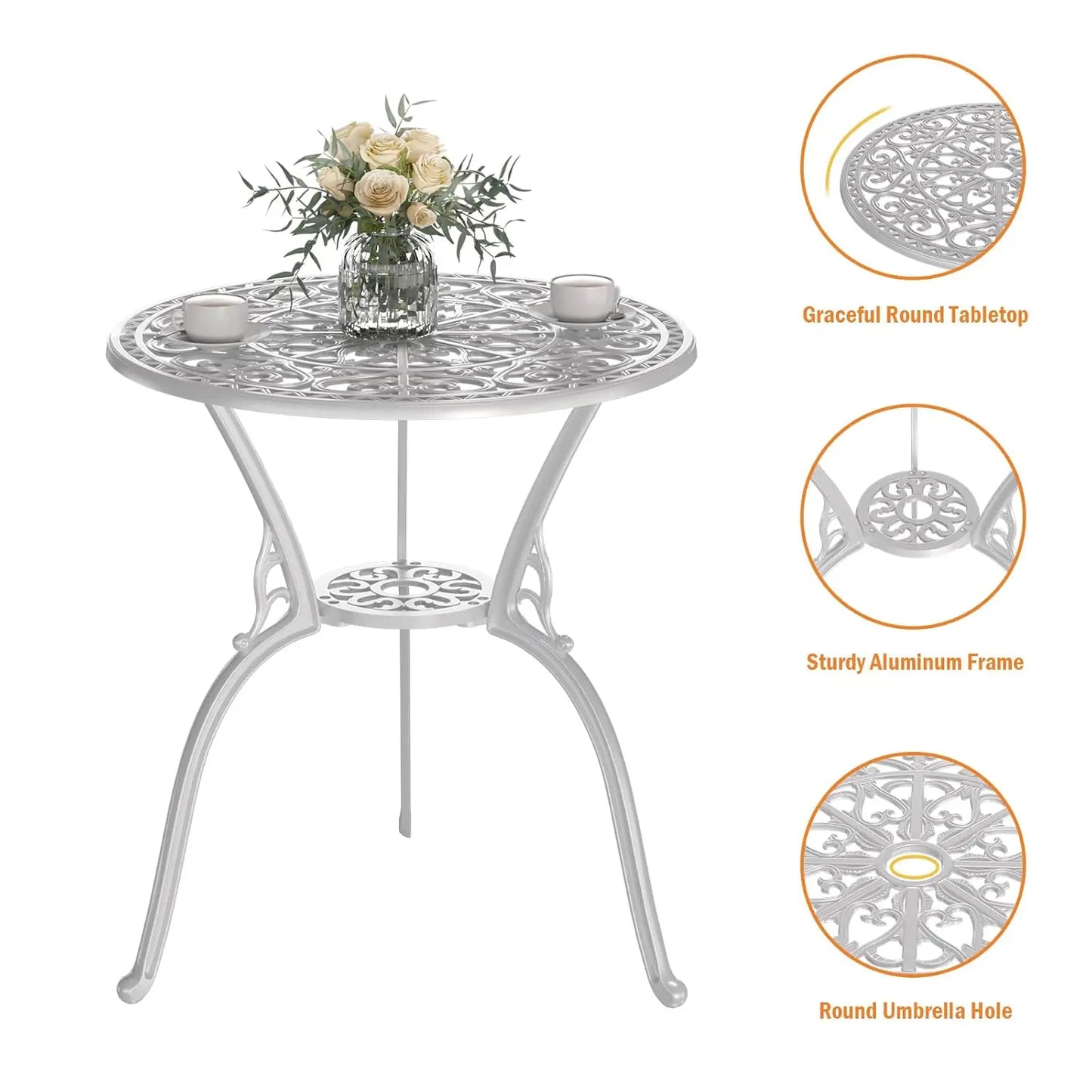 Cast Aluminum Bistro Set Outdoor Patio Table And Chairs