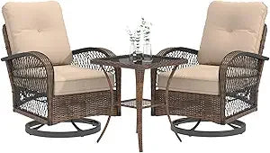Patio Furniture Set With Swivel Rocker Chairs And Cushions
