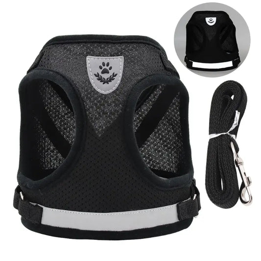 Breathable Mesh Undershirt Harness Adjustable For Pets With Reflective Straps