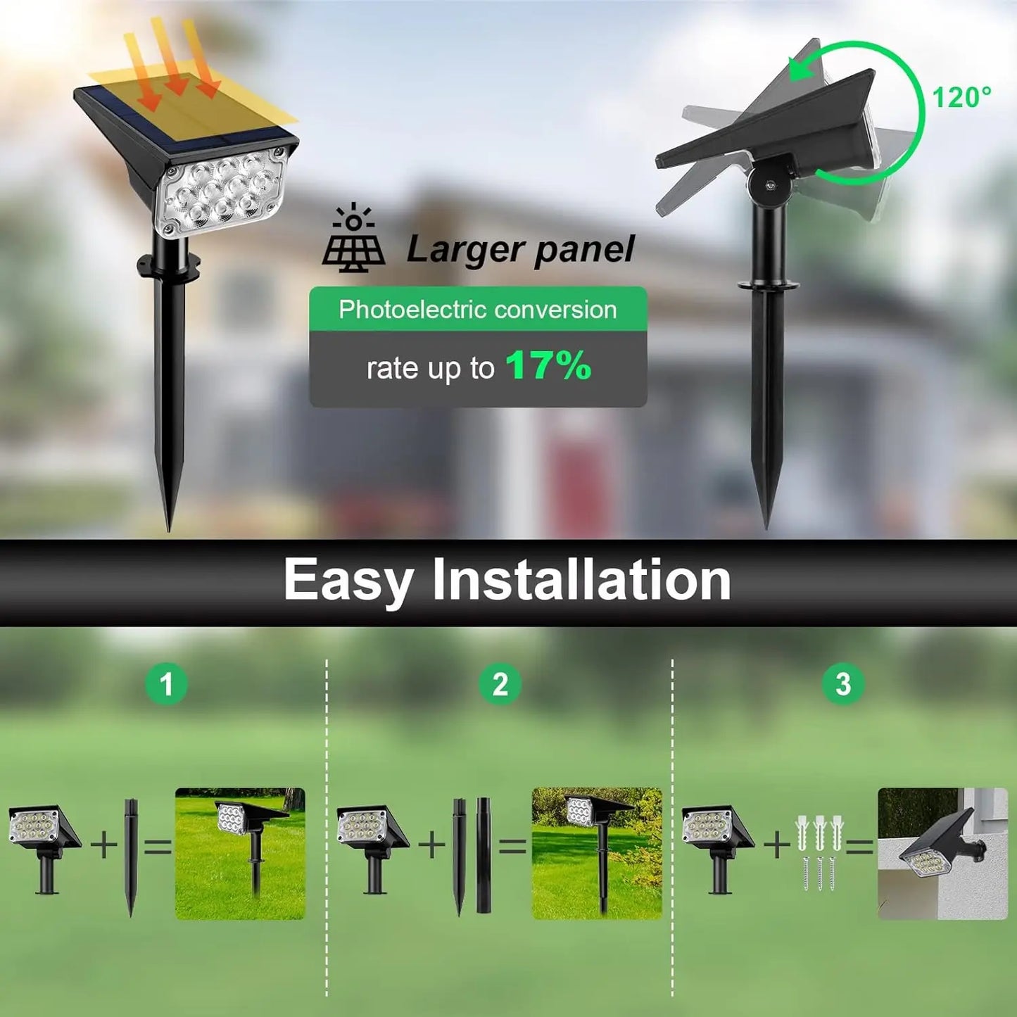 T-SUNRISE 2pc Solar RGB LED Outdoor Spotlight IP65