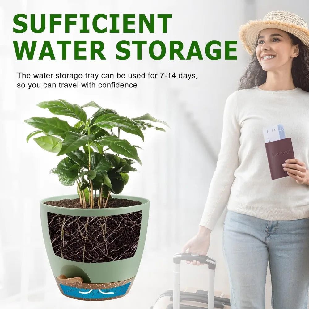 NBVCX Self Watering Plant Pots Set Of 5 Indoor Outdoor
