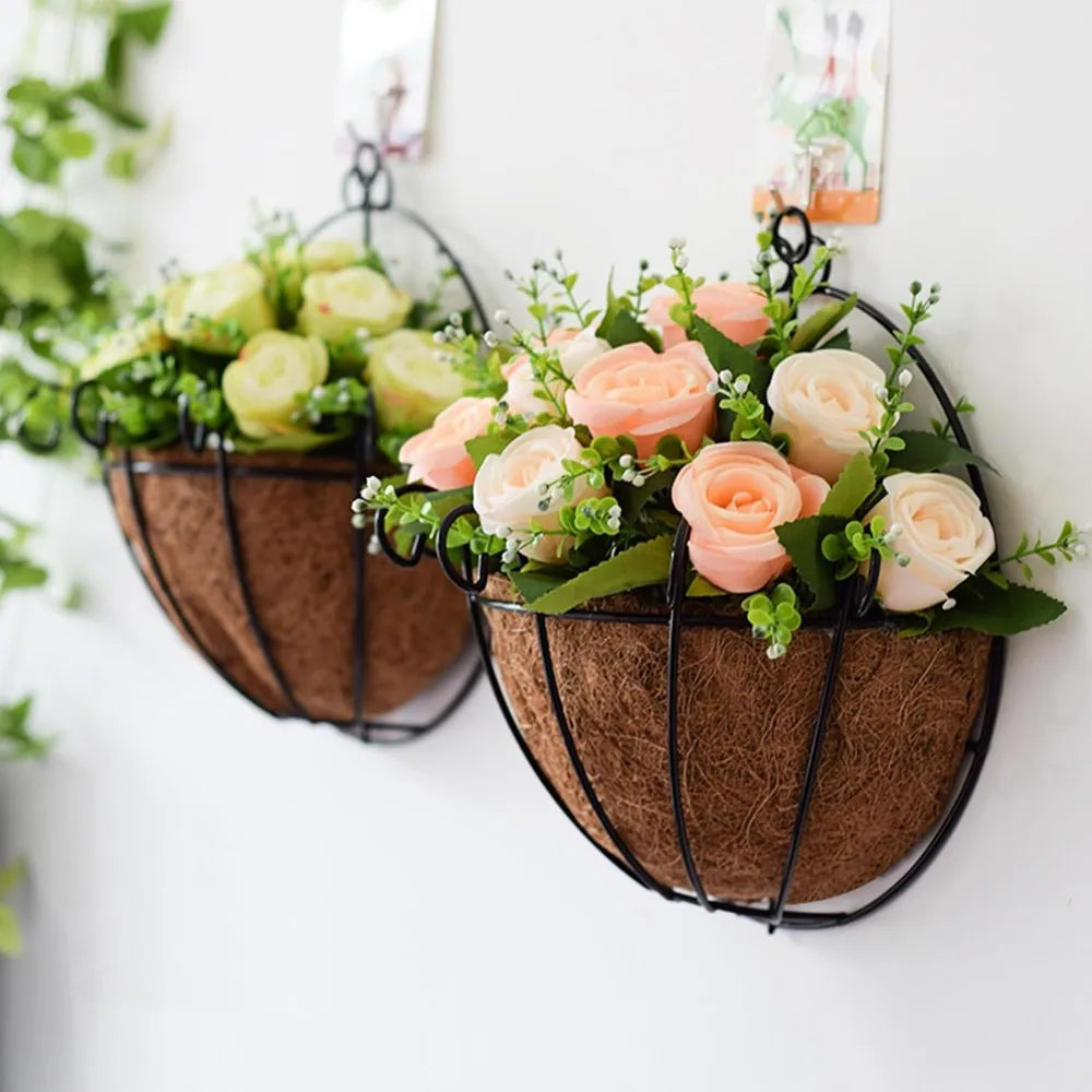 Two Pack Wall Hanging Planter Baskets With Coco Liners For Indoor Outdoor