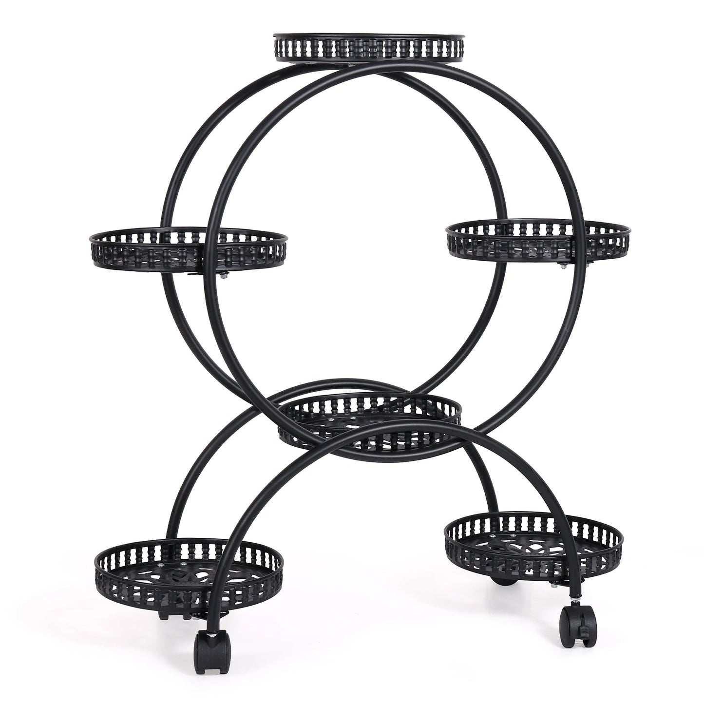 Unho 6 Pot Metal Plant Stand With Wheels Garden Cart