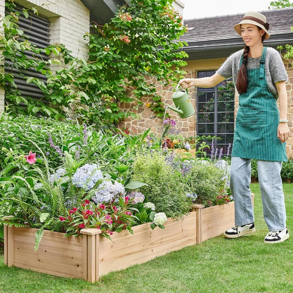 Wooden Raised Garden Bed Divisible Planter For Flowers Veggies