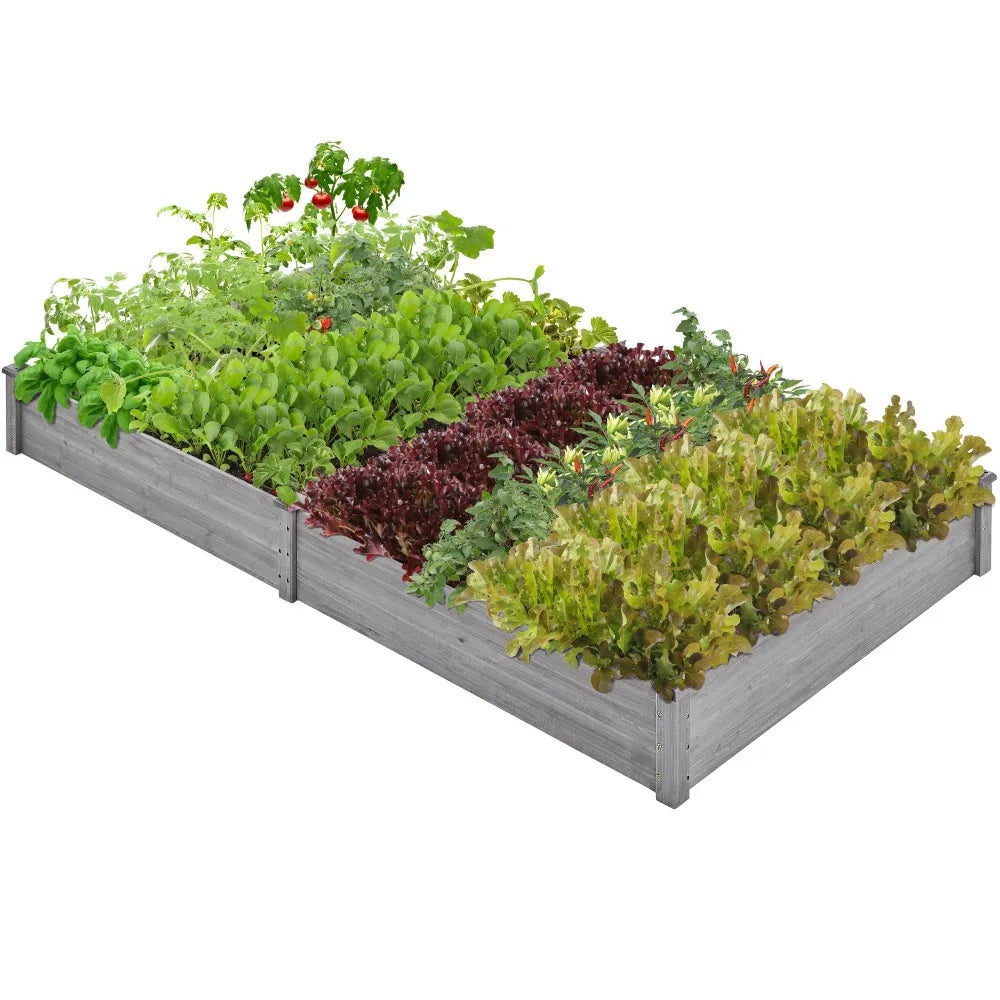 Wooden Raised Garden Bed Divisible Planter For Flowers Veggies