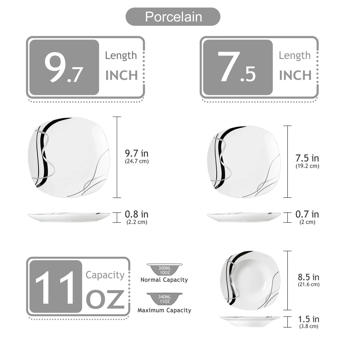 MALACASA Fiona Porcelain Dinnerware Set Ceramic Dishware Collection
