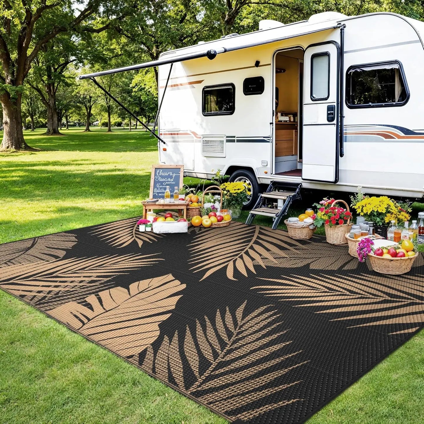 Outdoor Waterproof Rug For Patio And RV Reversible Indoor Outdoor Mat