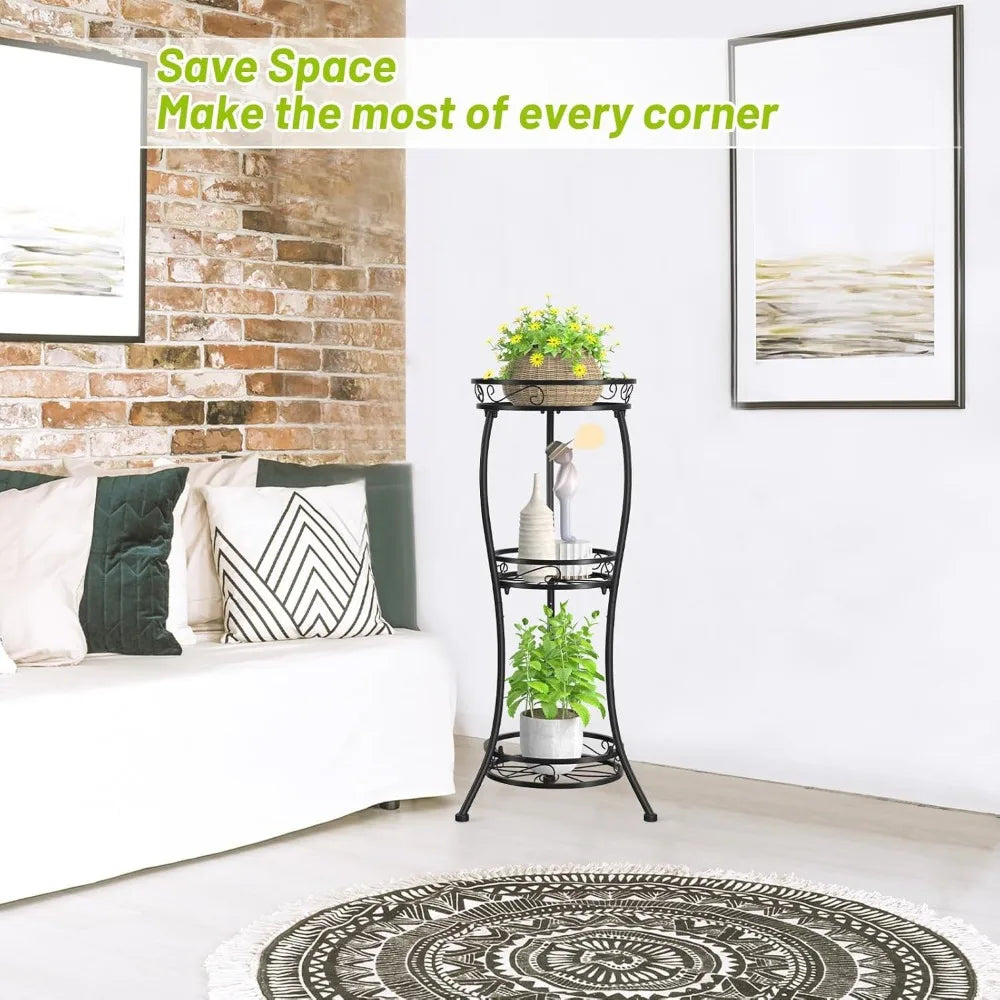 NBVCX 3 Tier Tall Metal Plant Stand Indoor Outdoor Rustproof