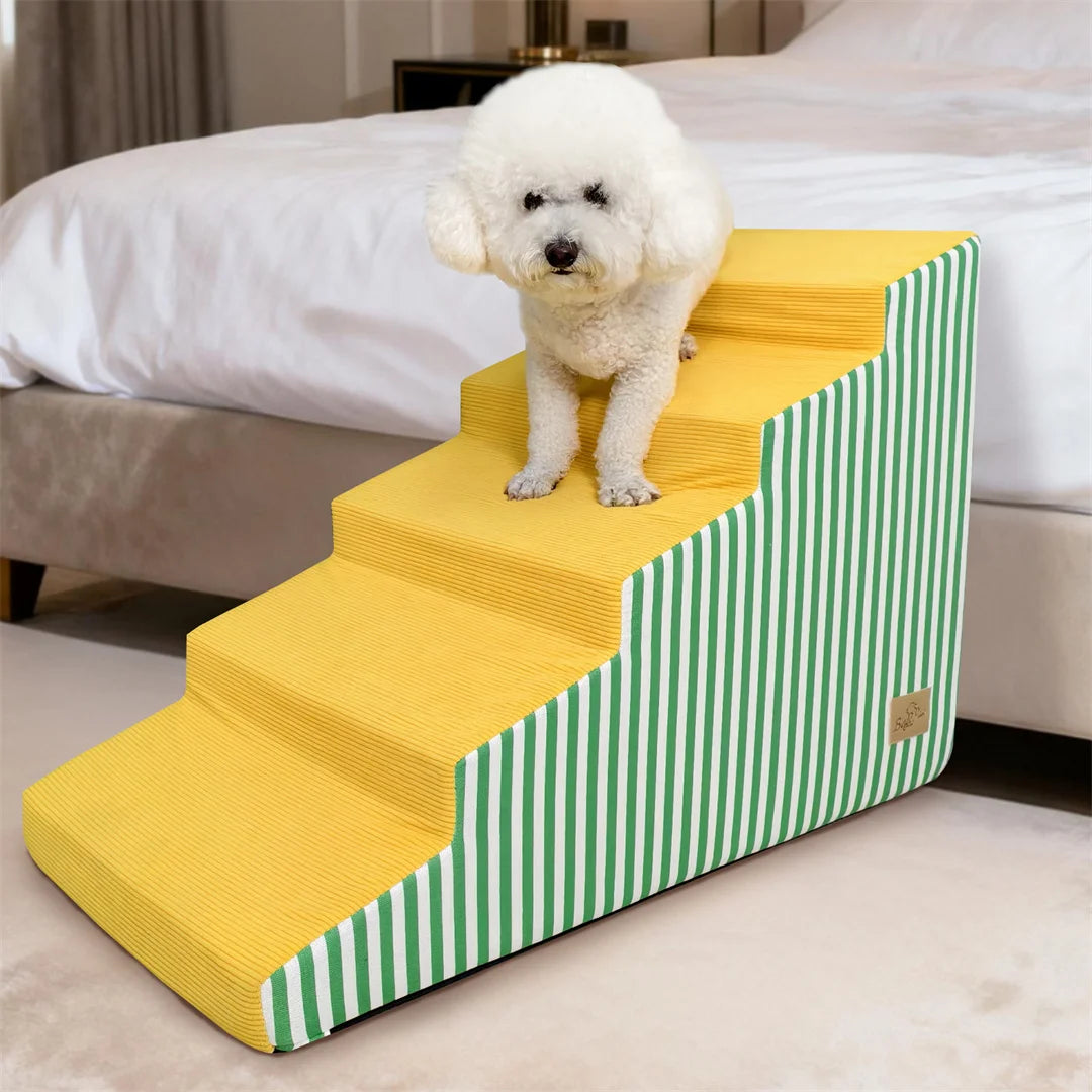 Pet Stairs For Dogs With Non Slip Foam Ramp For Easy Access