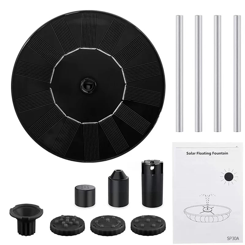 Solar Fountain Pump With Floating Panel 4 Nozzles Garden Pond